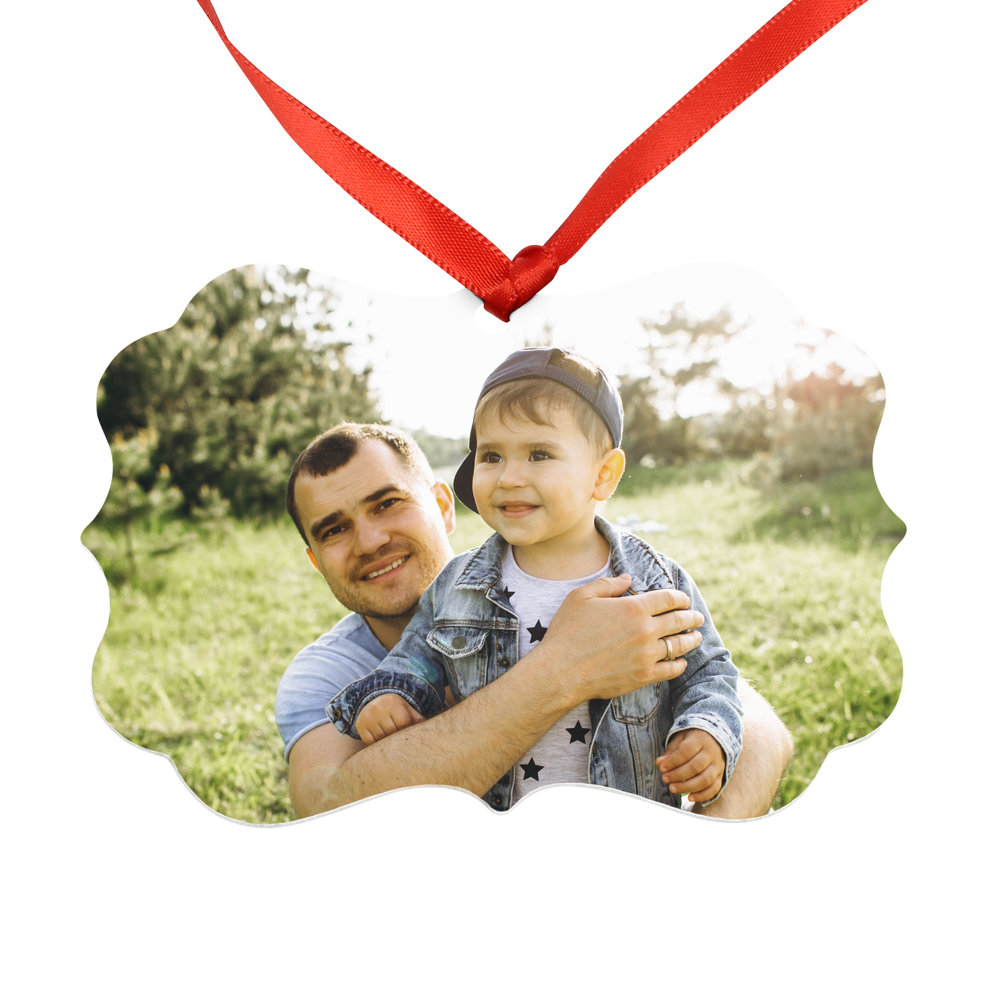 Two-Sided Scalloped Metal Ornament 3x4