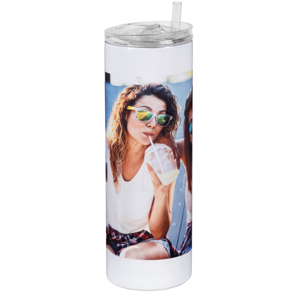 20 oz. White Tumbler with Straw