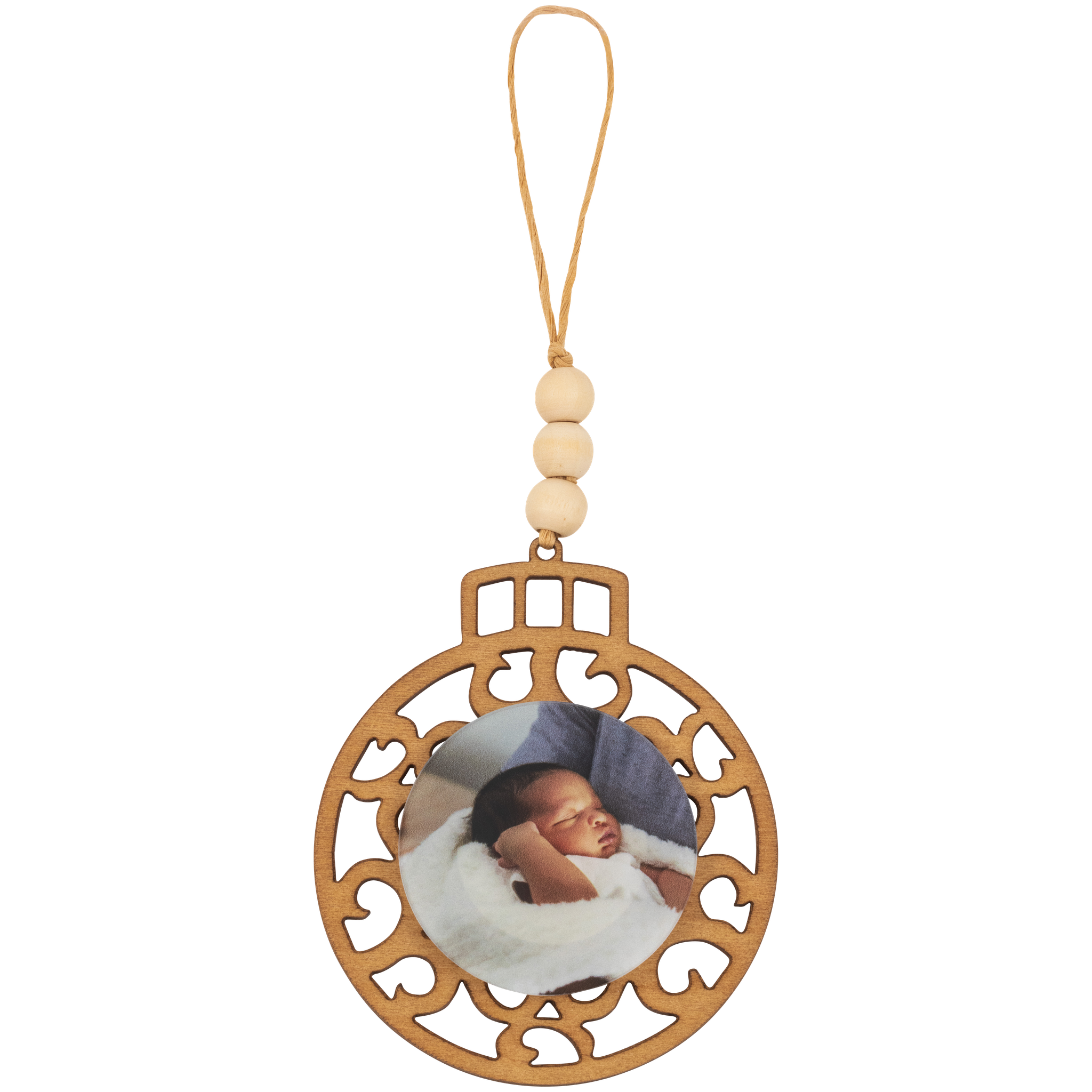 Beaded Wood and Acrylic Ornament
