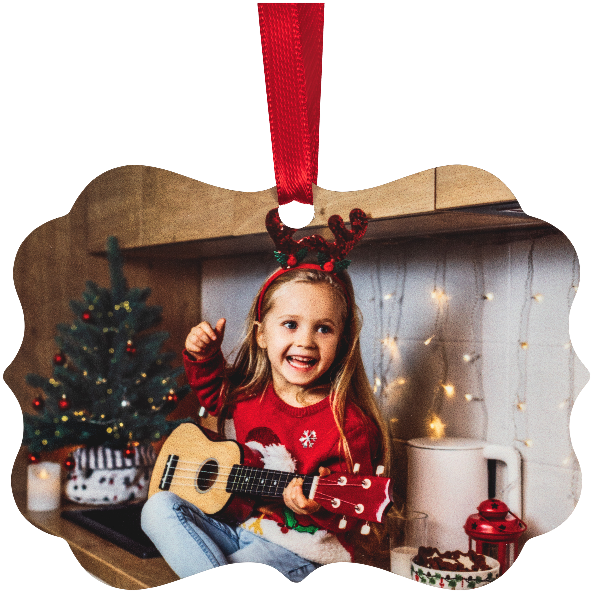 One-Sided Scalloped Metal Ornament 3x4